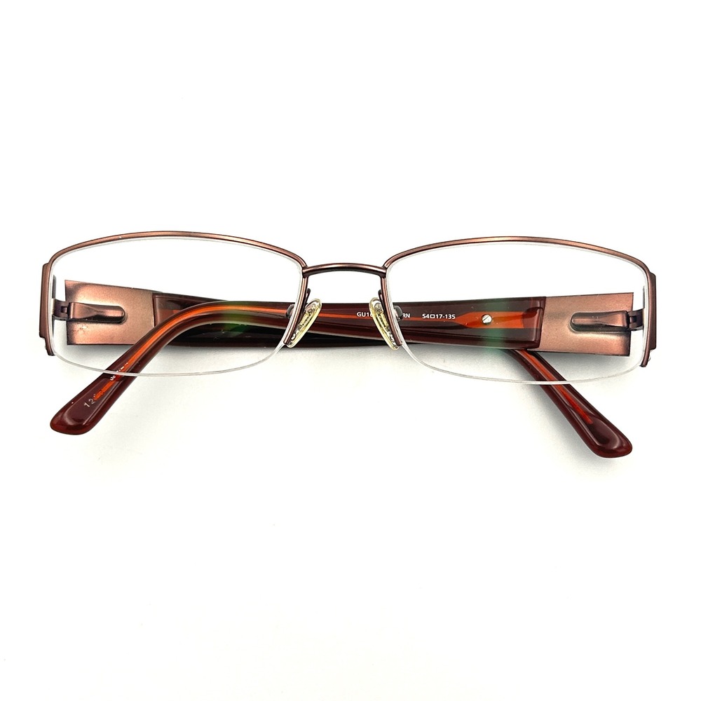 Guess Eyeglasses FRAMES Womens Rectangular Semi Rimless Brown 54-17-135 RX Ready